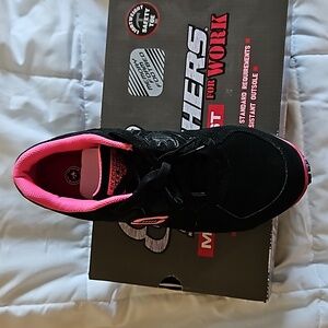 Skechers for Work Women's Jackie Alloy Toe Size 8 Black Pink Slip Resistant